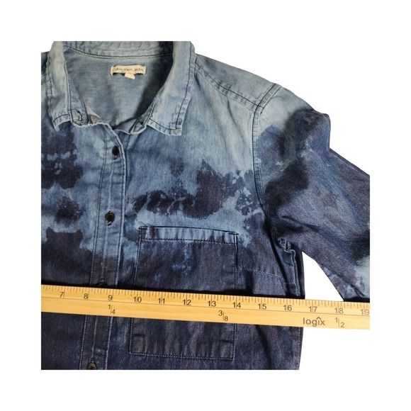 Calvin Klein Jeans Denim Shirt Dress Tie Dye Blue XS Button Front Midi‎ - Picture 7 of 11